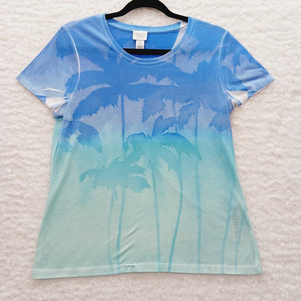 T-Shirt Women Palm Tree Resort OOAK Tropical Artsy Coastal Cowgirl Grandma Sz S